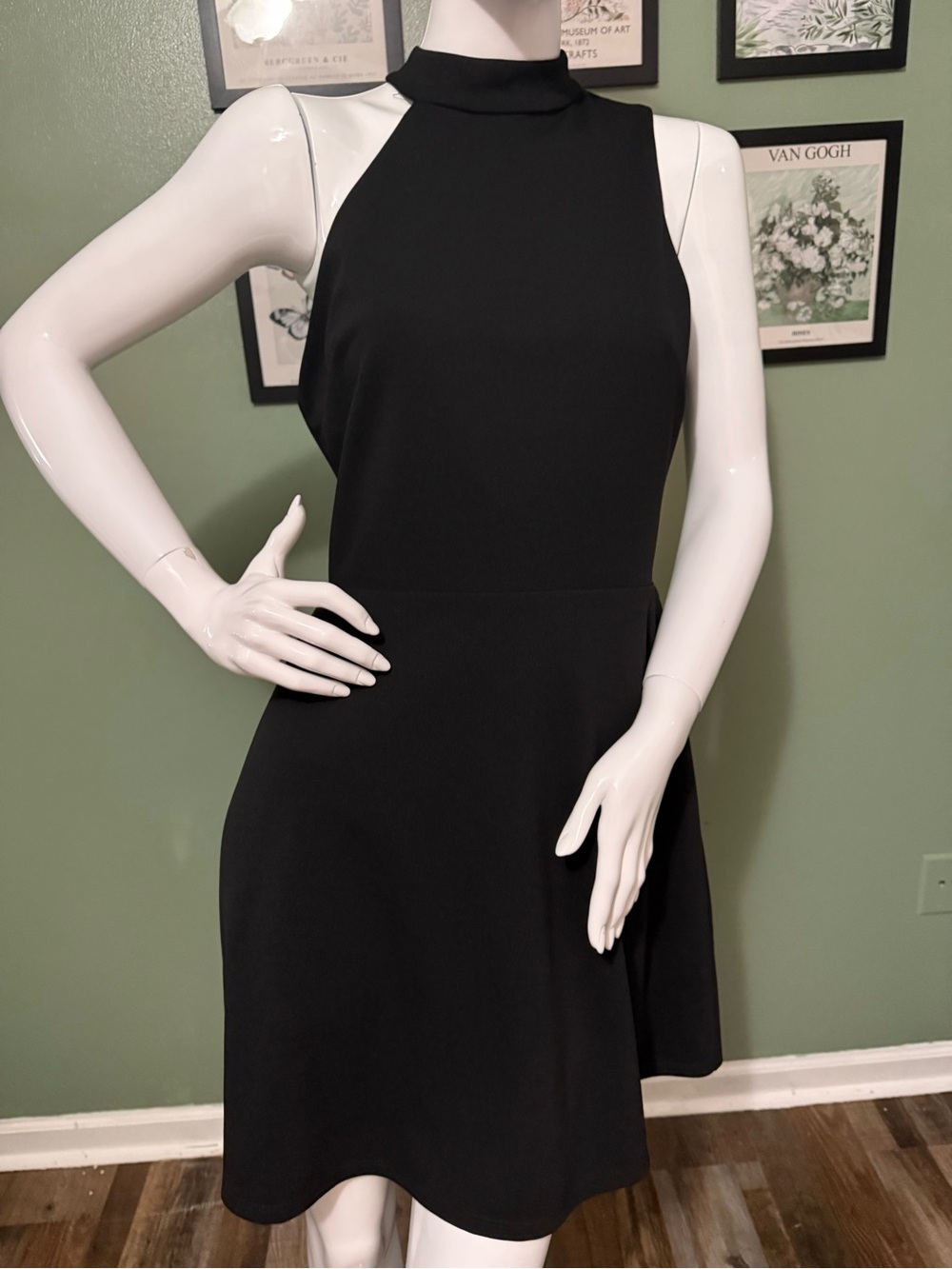 Charles Henry Black Sleeveless High-Neck Mini Dress NWT M